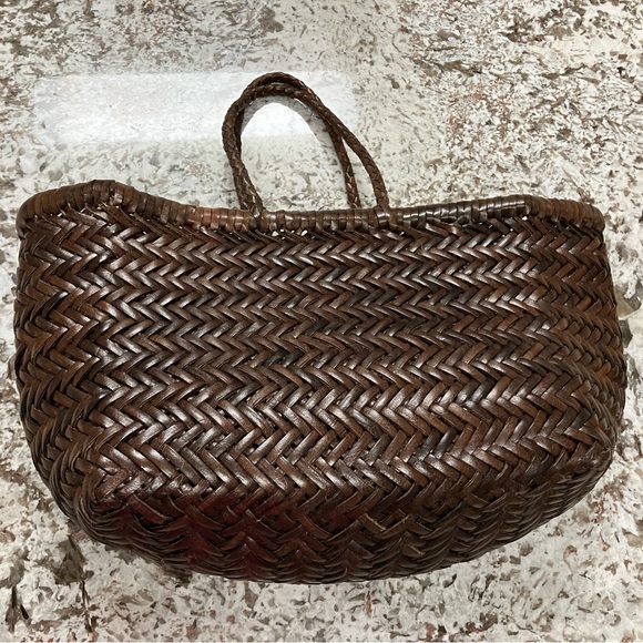 Dragon Diffusion Triple Jump small dark brown - leather woven basket tote - Picture 6 of 14